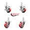 Service Caster 3.5 Inch Red Polyurethane Wheel Swivel 3/4 Inch Square Stem Caster Brake, 2PK SCC-SQ20S3514-PPUB-RED-TLB-34-2-S-2 - alternate 2
